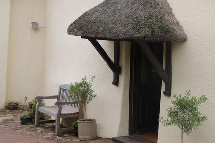 C17th pet friendly Thatched Cottage: WIFI, Woodburner, Enclosed Garden & Parking