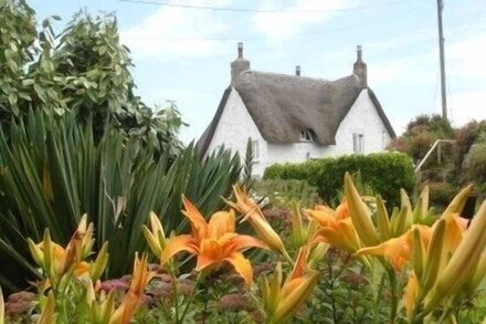 Thatched farmhouse with large garden a few minutes' walk from a stunning beach