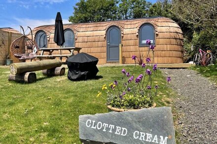 Luxury glamping with stunning sea views in unique, wooden-clad cabins!