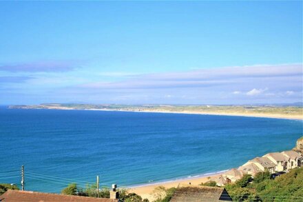 New Hot Tub with St Ives & Carbis Bay stunning beach & sea views.