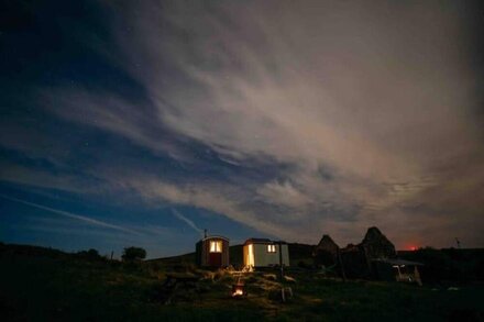 'Diddylake' A pair of shepherd huts in the wild.