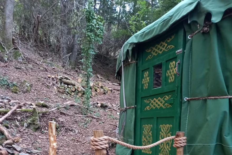 Magical Woodland Yurt with stunning mountain and estuary views