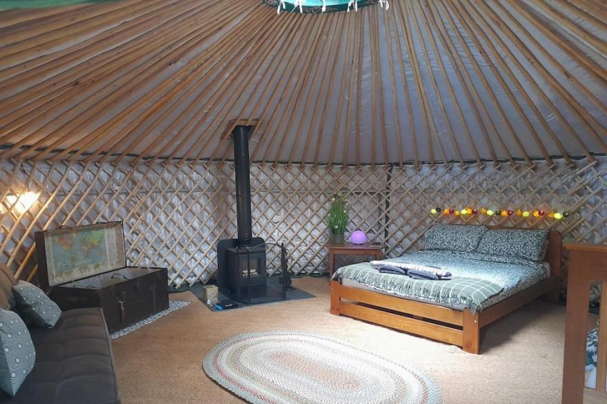 Magical Woodland Yurt with stunning mountain and estuary views