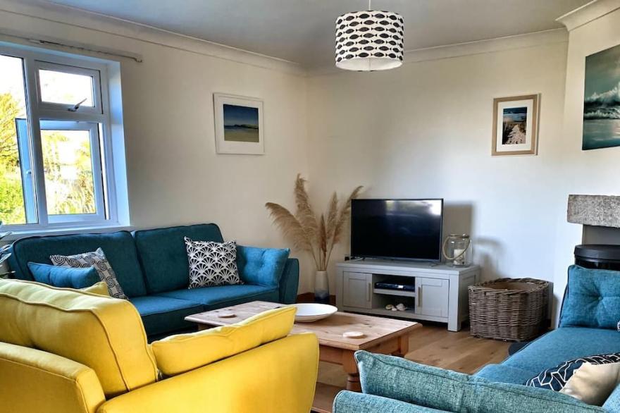 Trevince, a charming bungalow in Sennen Cove with amazing sea views.
