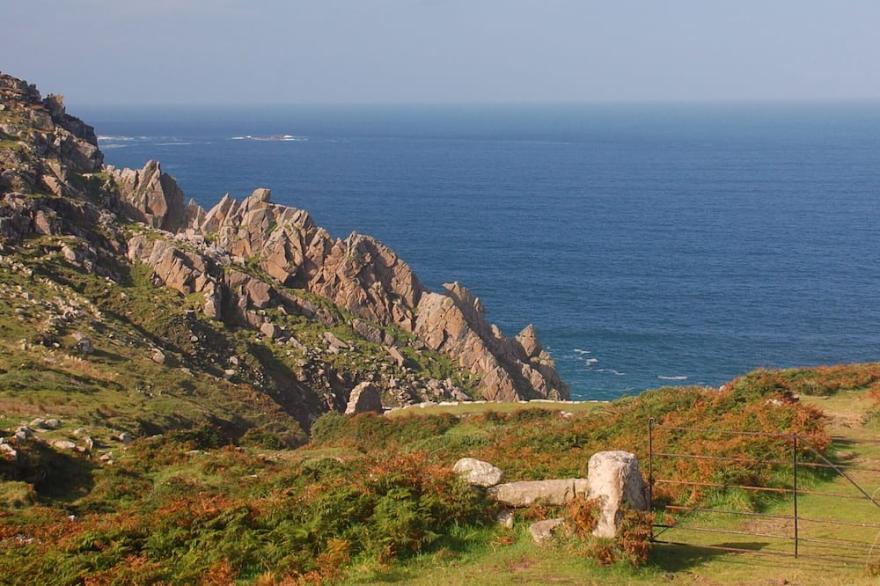 Peaceful coastal property with large garden. Unbeatable views of  sea and moors.