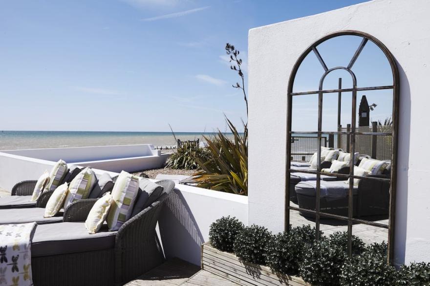 Large Beach Front Mansion with Sea Views, Gardens, Hot Tub, Featured on ITV1