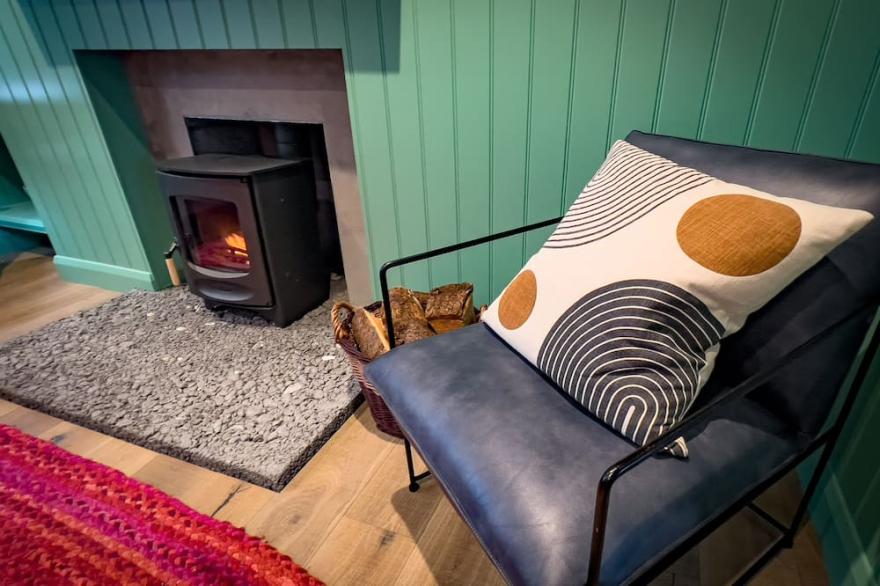 Stylishly renovated Croft house with uninterrupted views of fields, hills & sea