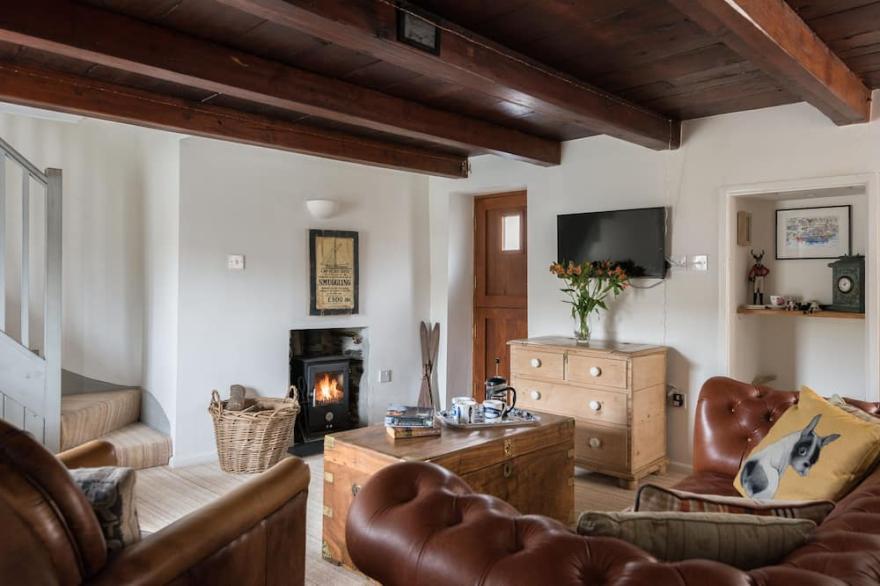 Thimble cottage , sea, harbour and village views ,courtyard ,Wi-fi, logburner