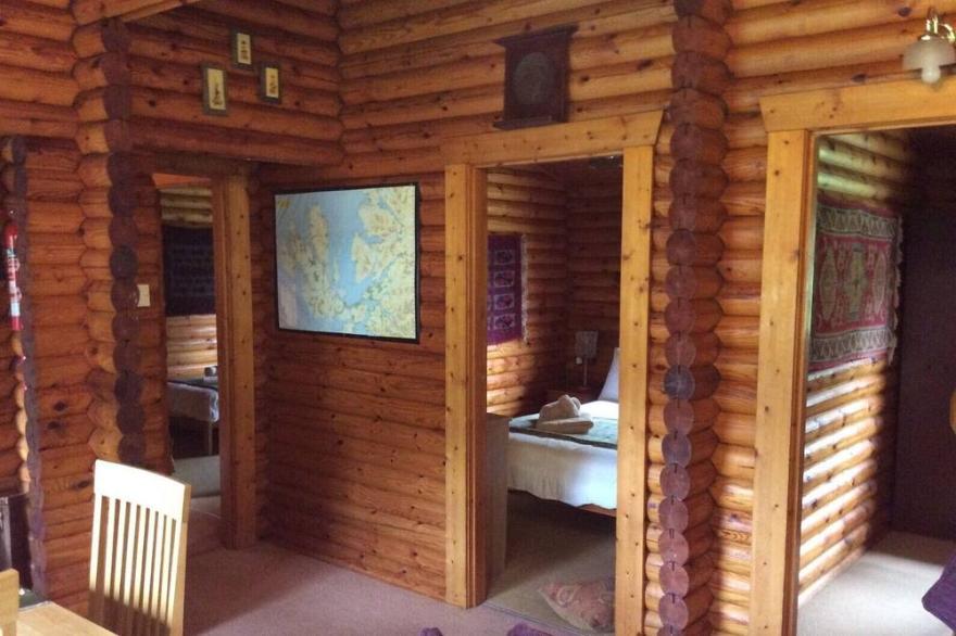 Self-Catering log cabin near Plockton and the Isle of Skye secluded, well equipped and dog friendly.