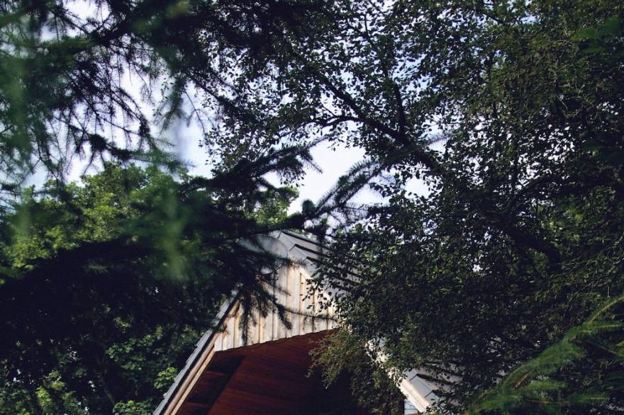 A cosy log cabin  nestled in the woods. next to the river Deveron