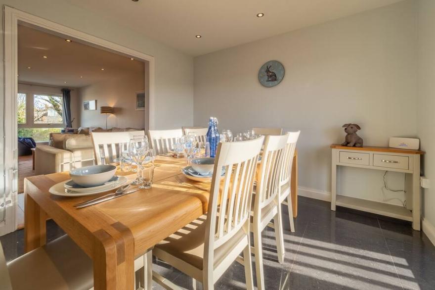 A fabulous beach house with sea views and a lovely, enclosed garden.