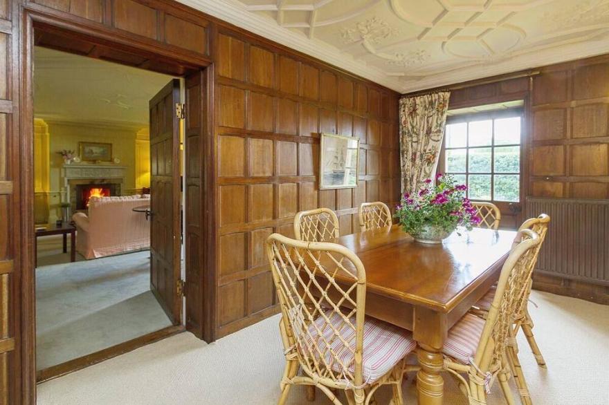 Historic manor house with full size snooker table surrounded by mature gardens.
