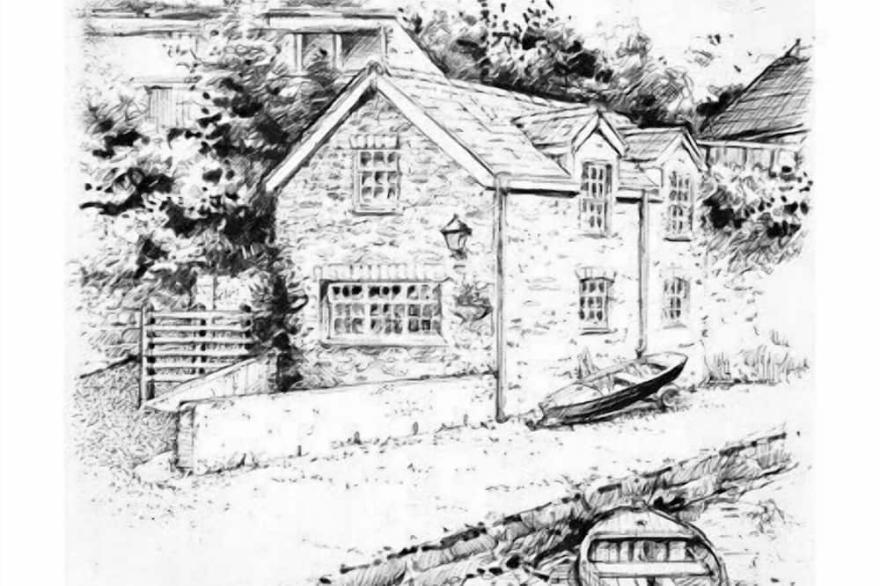 Idyllic cottage with log fires and private riverside terrace on Fowey Estuary