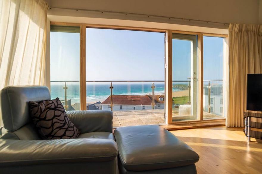 Luxury 4 bedroom penthouse apartment with far-reaching views of Fistral Beach and beyond.