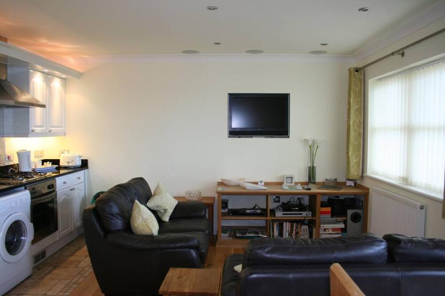 The Priory -  decking, sea views, free wifi + parking